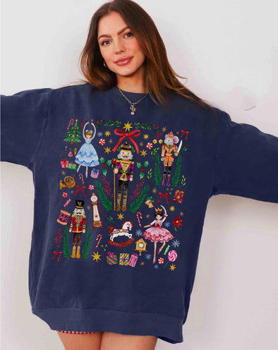 Navy Vintage Christmas Nutcracker Sweatshirt