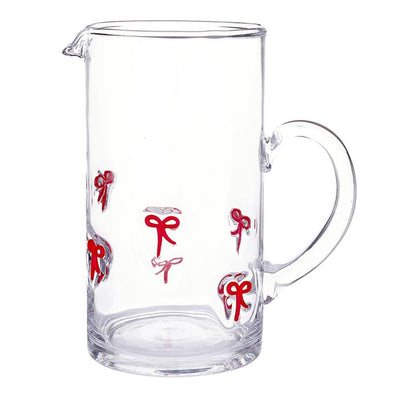 Slant Red Bow Glass Pitcher