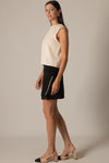 P. Cill Black Butter Modal Piping Detail Mini Skirt