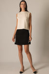 P. Cill Black Butter Modal Piping Detail Mini Skirt