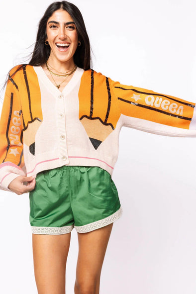 QOS Queen Pencil Button Up Cardigan