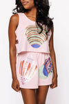 QOS Light Pink Multi Shell Cut Out Side Tank