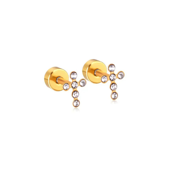 Linny Co Clara Cross Screwback Stud Earring