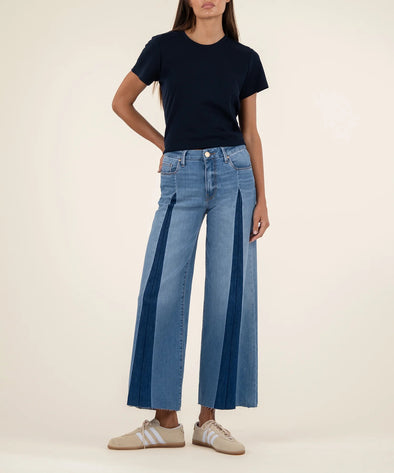 Kut Holy Meg High Rise Wide Leg Front Pleat With Shadow Raw Hem