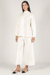 Before You Ivory Knit Ankle Length Wide Leg Pants
