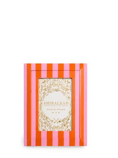 Shiraleah Orange Viva 4" X 6" Striped Bevel Picture Frame