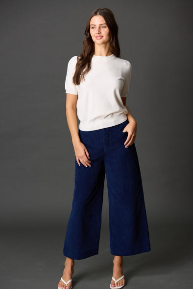 Before You Ivory Knit Short Sleeve Puff Sleeve Top