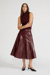 Lucy Paris Burgundy Oleksa Pleated Skirt
