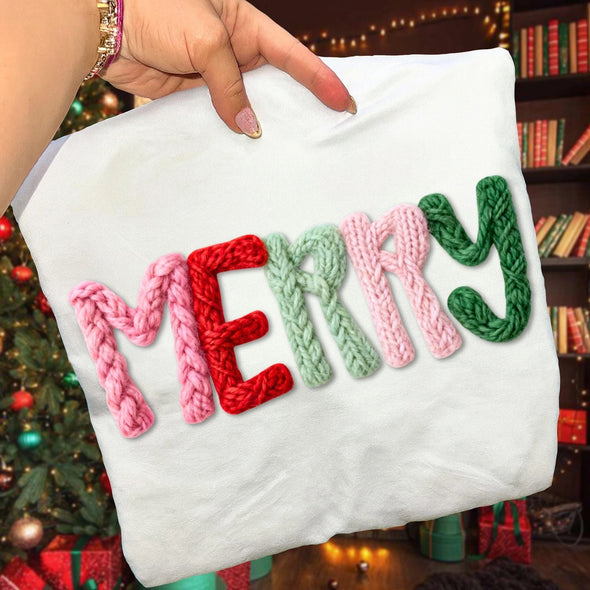 White Faux Yarn Merry Tee