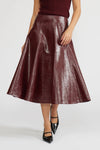 Lucy Paris Burgundy Oleksa Pleated Skirt