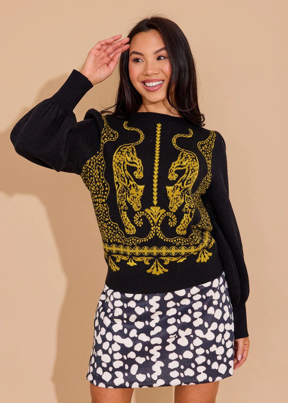 Alden Adair Pouncing Panther Lucie Sweater