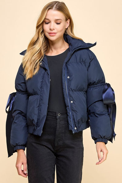 TCEC Navy Puffer Jacket with Bows