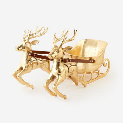 180 Degree Gold Reindeer and Sleigh