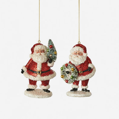 180 Degree Red Glitter Santa Ornament