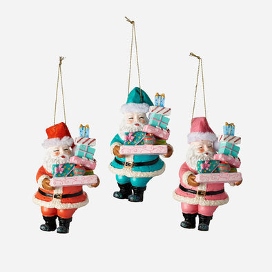 180 Degree Santa with Gift Box Ornament