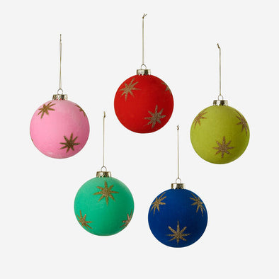 180 Degree Flocked Star Ball Ornament
