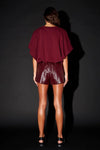 Endless Rose Burgundy Faux Leather Shorts