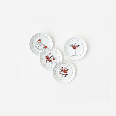 180 Degree Set of 4 Holiday Cheers Scalloped Plates