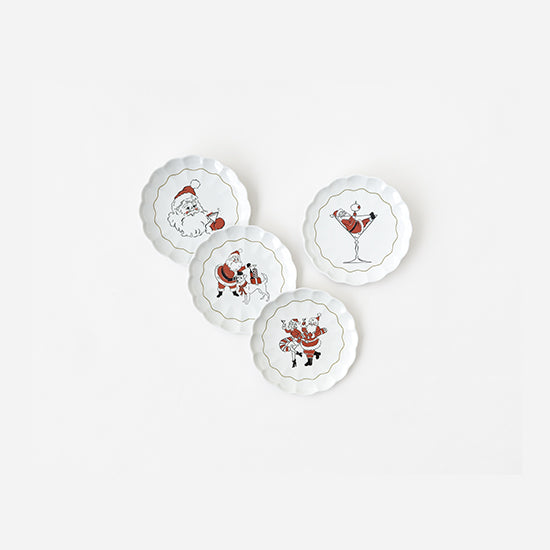 180 Degree Set of 4 Holiday Cheers Scalloped Plates