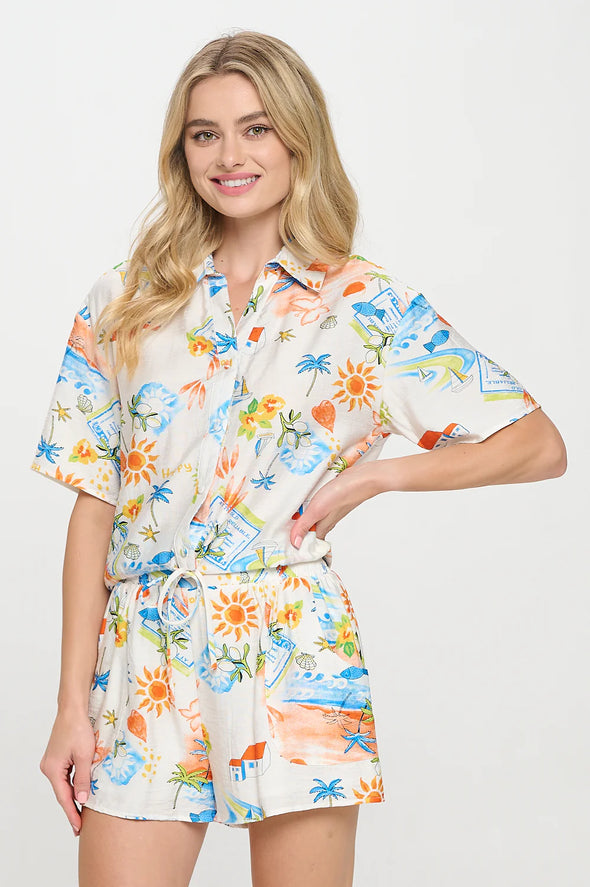 Meet Me In Santorini Mediterranean Daydream Shorts