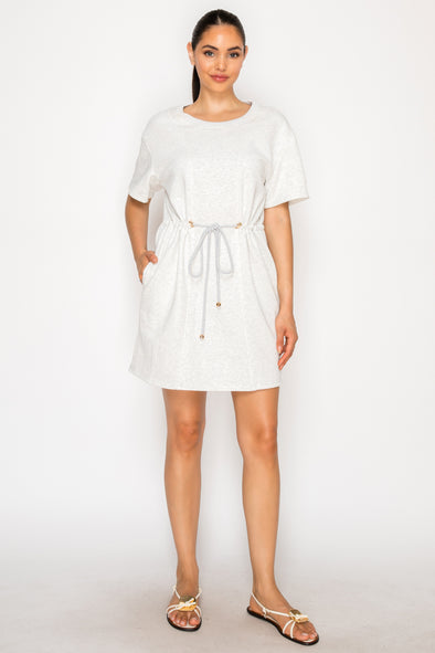 french grey dress Meet me in Santorini Grey French Terry Short Dress