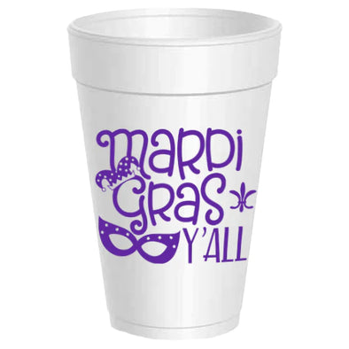 Mardi Gras Y'all Styrofoam Cups