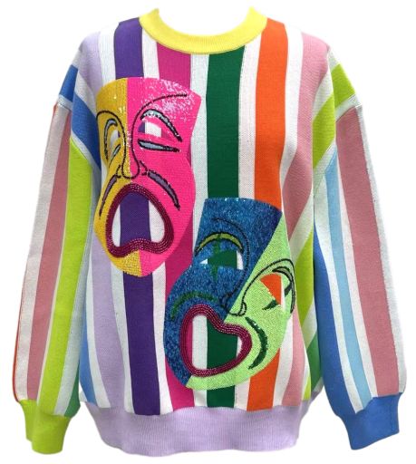 QOS Rainbow Stripe Mask Sweater
