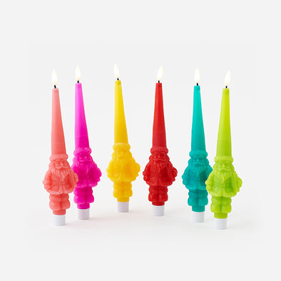 180 Degree Lit Santa Taper Candle