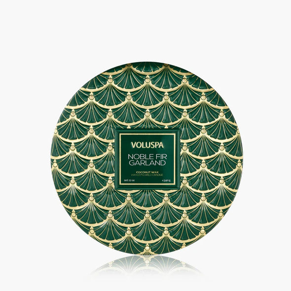 Voluspa Noble Fir Garland 12oz 3 Wick Tin Candle