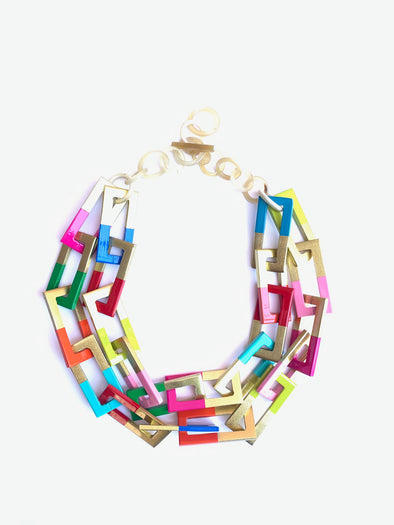 Accessory Jane Olivia Lacquered Horn Necklace- Brights