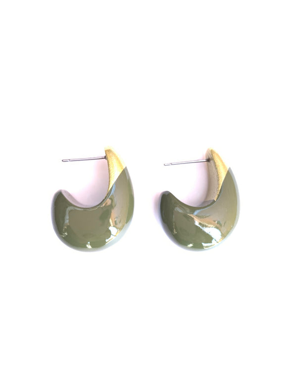 Accessory Jane Lacqured Teardrop Earrings- Army Green