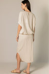 P.Cill Linen Smocked Midi Skirt- Natural