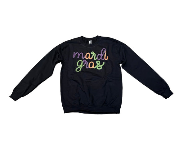 Black Faux Mardi Gras Tinsel Sweatshirt