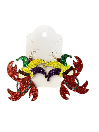 Mardi Gras Crawfish Earrings