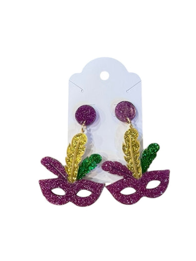 Mardi Gras Mask Acrylic Earrings