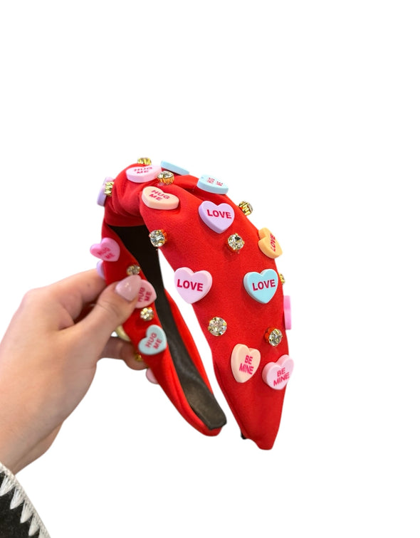 Valentines Conversation Heart Headband-Red