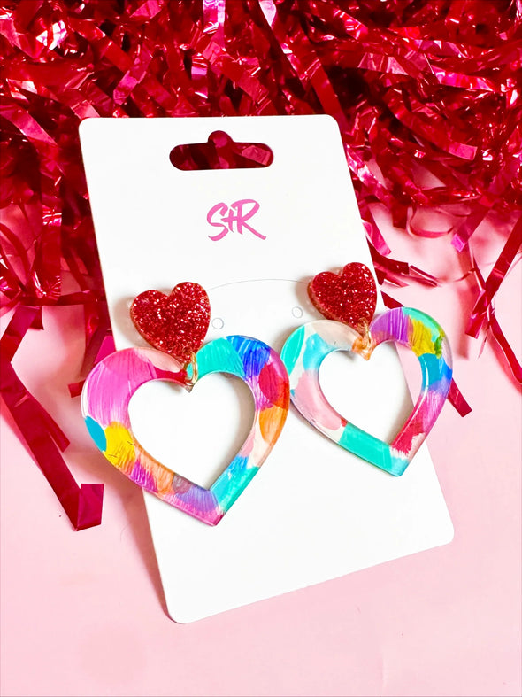 Sandy + Rizzo Flirty Heart Dangle Earrings