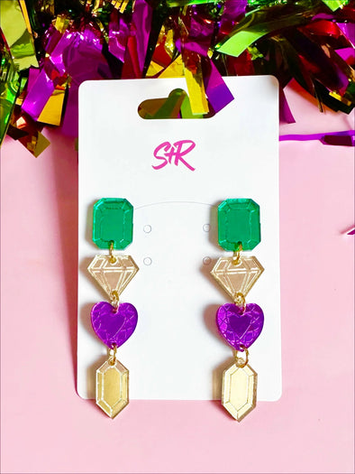 Sandy + Rizzo Mardi Gras Be A Gem Earrings