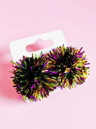 Sandy + Rizzo Mardi Gras Pom Earrings