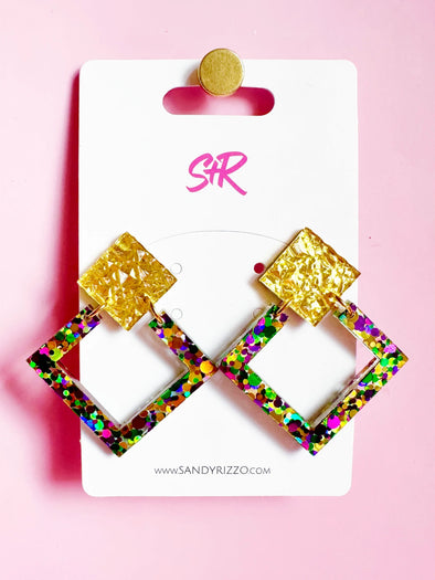 Sandy + Rizzo Mardi Gras Kate Earrings