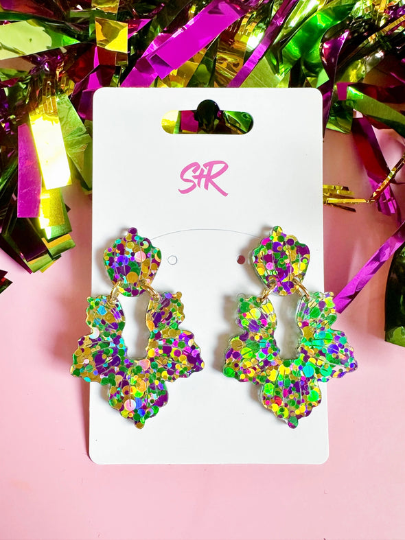 Sandy + Rizzo Mardi Gras Priscilla Earrings