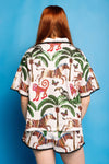 QOS White & Black Trim Safari Button Up Top