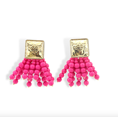 Brianna Cannon Square BC Icon Pink Beaded Earrings