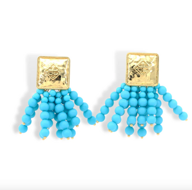 Brianna Cannon Square BC Icon Blue Beaded Earrings