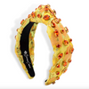 BC Yellow Metallic Headband w/ Orange Crystals