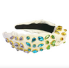 BC Ivory Headband with Rainbow Crystals