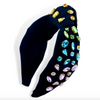 BC Black Headband with Rainbow Gradient Crystals