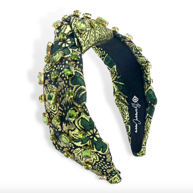 BC Green and Gold Brocade Headband with Crystals