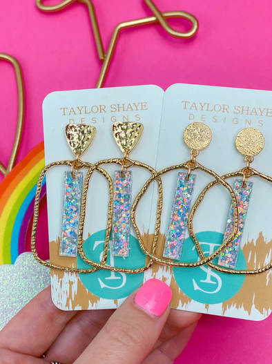 Taylor Shaye Silver Sequin Stick Hoops