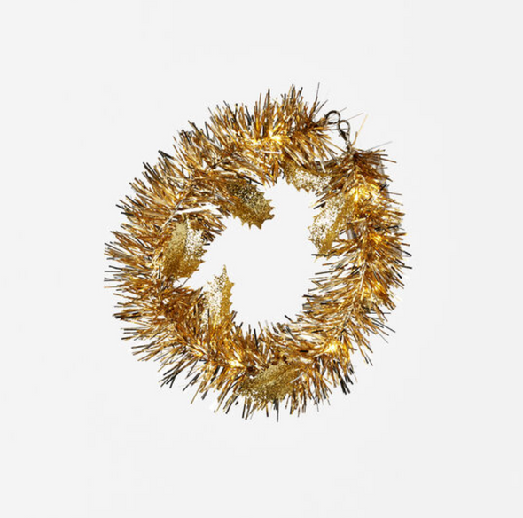 Lighted Tinsel Wreath